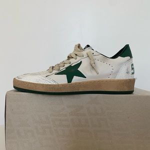 Women's Ball Star in white nappa leather with green leather star and heel tab